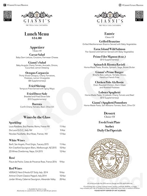 versace restaurant miami menu|Versace mansion restaurant brunch menu.